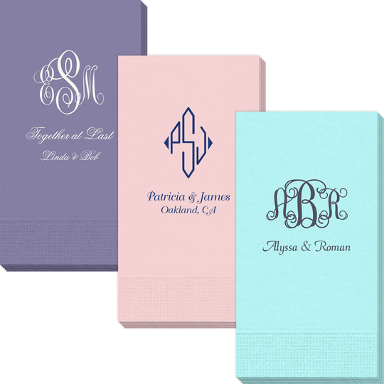 Pick Your Three Letter Monogram Style with Text Guest Towels